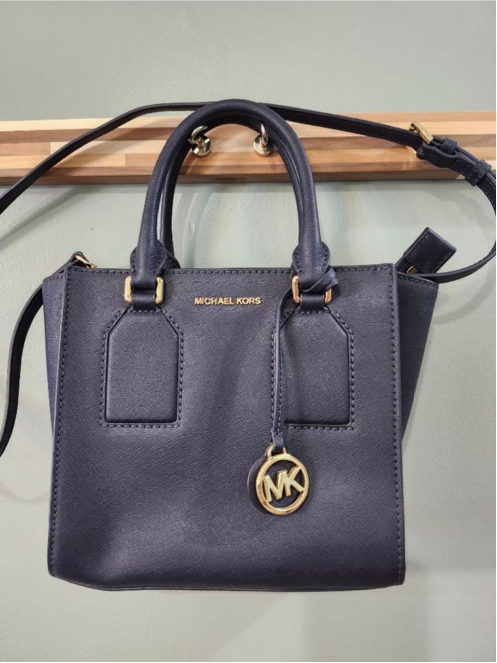 Women's Michael Kors Navy Satchel One Size with Gold Hardware